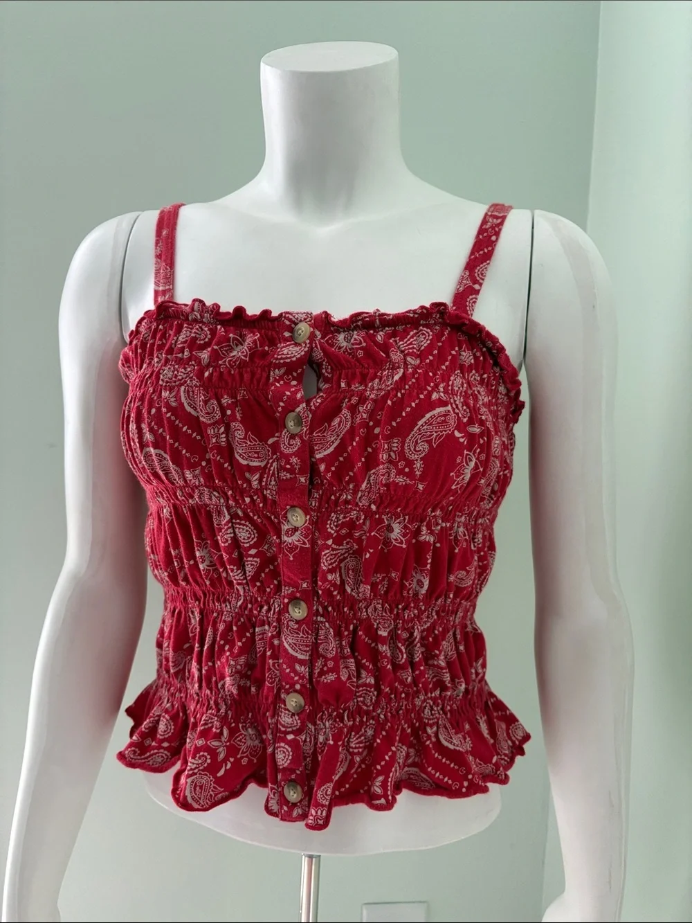 Justice red smocked bandana tank top large 12-14